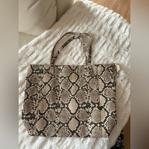 Joe Fresh Snake Print Tote in Black and Tan